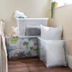 B&M Large Storage Box With Lid 110L - Clear -Chic Home Decor Store 284861 110l storage box with lid clear 5