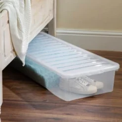 B&M Underbed Storage Box With Lid 55L - Clear -Chic Home Decor Store 307321 55l under bed storage box with lid 5