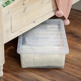 B&M Underbed Clear Storage Box With Lid 32L - Clear 3 B&M Underbed Clear Storage Box With Lid 32L - Clear - Image 3
