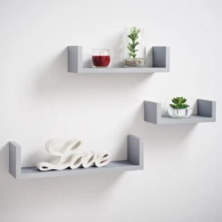 Lokken Set Of 3 Shelves - Grey 1 Lokken Set Of 3 Shelves - Grey
