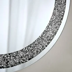 B&M Round Crushed Jewel Mirror - Silver -Chic Home Decor Store 338019 round crushed jewel mirror 2
