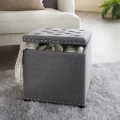 B&M Heritage Storage Ottoman - Grey -Chic Home Decor Store 365965 heritage storage ottoman 2