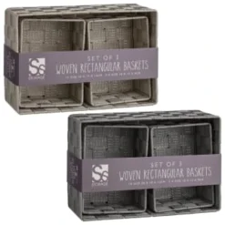 B&M Woven Storage Baskets 3pk - Silver -Chic Home Decor Store 365979 365978 3pk woven baskets group