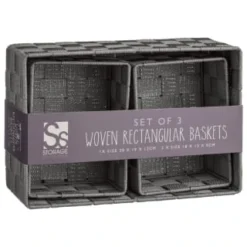 B&M Woven Storage Baskets 3pk - Silver