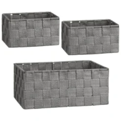 B&M Woven Storage Baskets 3pk - Silver -Chic Home Decor Store 365979 3pk woven baskets silver group
