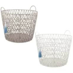 B&M Storage Basket With Tassel - Grey -Chic Home Decor Store 368485 basket with tassel main