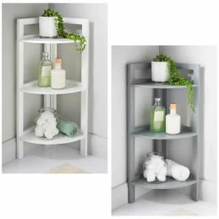 Maine 3 Tier Corner Shelving - White 2 Maine 3 Tier Corner Shelving - White - Image 2
