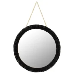 B&M Fringe Round Hanging Mirror - Black