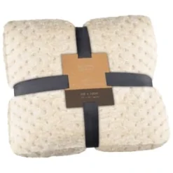 Waffle Faux Fur Throw - Cream