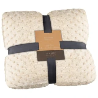 Waffle Faux Fur Throw - Cream 1 Waffle Faux Fur Throw - Cream