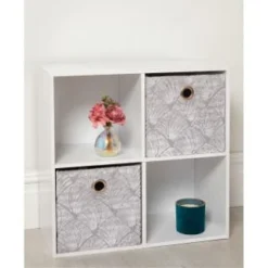 B&M Velvet Embossed Storage Cubes 2pk - Silver