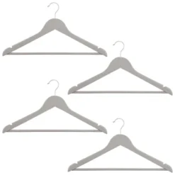 B&M Matte Grey Wooden Hangers 4pk -Chic Home Decor Store 376023 wooden hangers 4pk group