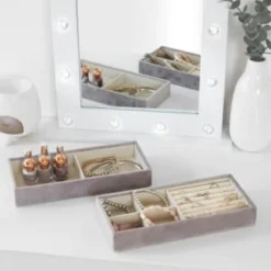 B&M Velvet Storage Organiser 2pk - Grey