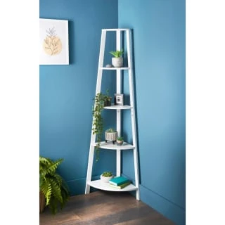 Lokken 5 Tier Corner Shelving - White 1 Lokken 5 Tier Corner Shelving - White