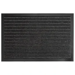 B&M Large Printed Magic Doormat - Black & Grey Stripe