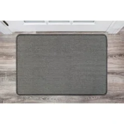 B&M Loop Washable Doormat 50 X 75cm - Grey Stripe