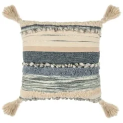 B&M Esme Stripe Woven Cushion - Navy