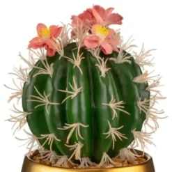 B&M Lush Paradise Cactus In Gold Pot -Chic Home Decor Store 380714 cactus in gold pot 2