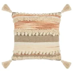 B&M Esme Stripe Woven Cushion - Natural