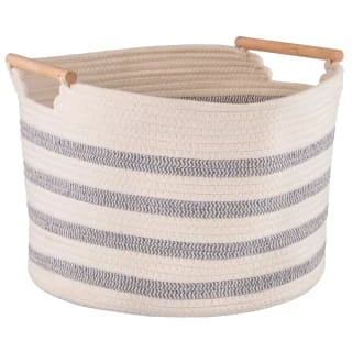 B&M Rhodes Striped Basket - Cream 1 B&M Rhodes Striped Basket - Cream