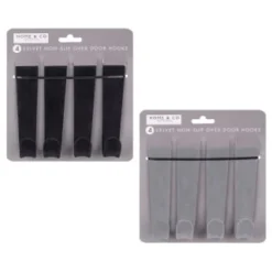 B&M Velvet Overdoor Hooks 4pk - Black 7 B&M Velvet Overdoor Hooks 4pk - Black -Chic Home Decor Store 383665 4 velvet non slip over door hooks main