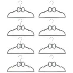 B&M Children's Non-Slip Hangers 8pk - Grey -Chic Home Decor Store 383693 8pk childrens hangers grey bow