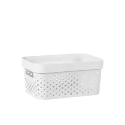 B&M Medium Rectangular Spot Storage Basket - White