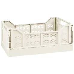 Midi Stacking Fold Flat Crate 30.6 X 20.5 X 12.6cm - Cream