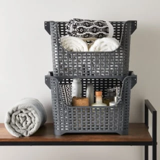 Rattan Stacking Caddy 2 Rattan Stacking Caddy - Image 2
