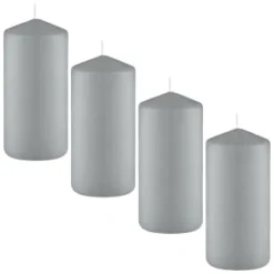 Grey Pillar Candles 4pk -Chic Home Decor Store 387750 4 pack grey pillar candles group