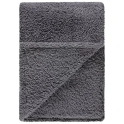 Simply Everyday Teddy Rolled Throw - Grey -Chic Home Decor Store 388688 simply teddy rolled throw grey 2