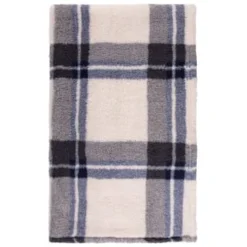 Simply Everyday Check Sherpa Throw - Navy -Chic Home Decor Store 388694 navy check sherpa throw 2