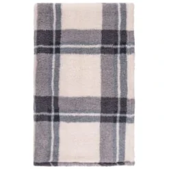 Simply Everyday Check Sherpa Throw - Grey -Chic Home Decor Store 388697 grey check sherpa throw 2