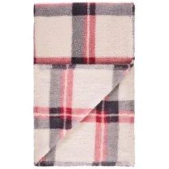 Simply Everyday Check Sherpa Throw - Red -Chic Home Decor Store 388703 red check sherpa throw 3