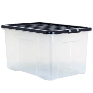 B&M Large Clear Storage Box With Lid 60L - Black 1 B&M Large Clear Storage Box With Lid 60L - Black