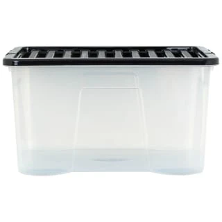 B&M Large Clear Storage Box With Lid 60L - Black 2 B&M Large Clear Storage Box With Lid 60L - Black - Image 2
