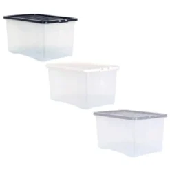 B&M Large Clear Storage Box With Lid 60L - Black 5 B&M Large Clear Storage Box With Lid 60L - Black -Chic Home Decor Store 391386 clear 60 litre box with lid group