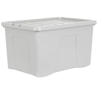 B&M Storage Box With Lid 60L - Grey 1 B&M Storage Box With Lid 60L - Grey