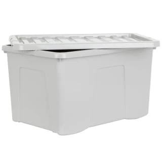 B&M Storage Box With Lid 60L - Grey 2 B&M Storage Box With Lid 60L - Grey - Image 2