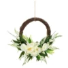 Bloom Wicker Floral Wreath - White