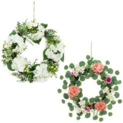Bloom Spring Flowers Wreath - Pink 5 Bloom Spring Flowers Wreath - Pink -Chic Home Decor Store 392822 spring flowers wreath white