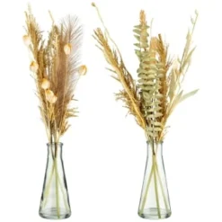 B&M Pampas & Leaf In Glass Vase -Chic Home Decor Store 394707 pampas and leaf in glass vase group