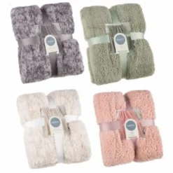 B&M Simply Two Tone Teddy Throw - Grey -Chic Home Decor Store 394924 394926 394927 394928 simply plain teddy throw group 3