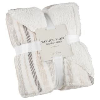 Winston Grey Stripe Sherpa Throw 1 Winston Grey Stripe Sherpa Throw