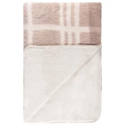 B&M Check Sherpa Throw - Natural -Chic Home Decor Store 394999 check sherpa throw natural 2