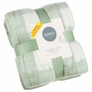 Simply Sage & Gingham Polar Fleece Throw 2pk 1 Simply Sage & Gingham Polar Fleece Throw 2pk