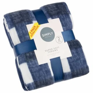 Simply Navy & Gingham Polar Fleece Throw 2pk 1 Simply Navy & Gingham Polar Fleece Throw 2pk