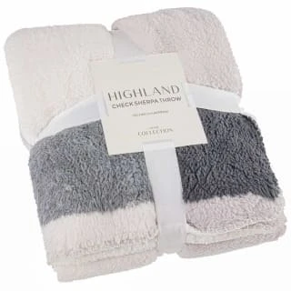 Grey Check Sherpa Throw 1 Grey Check Sherpa Throw