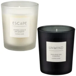 B&M Unwind Scented Candle - Ylang Ylang & Rose & Patchouli -Chic Home Decor Store 395420 395422 small candle group 1