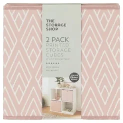 Lokken Printed Storage Cubes 2pk - Pink Diamond -Chic Home Decor Store 395838 2pk printed lokken storage cubes pink diamond 2